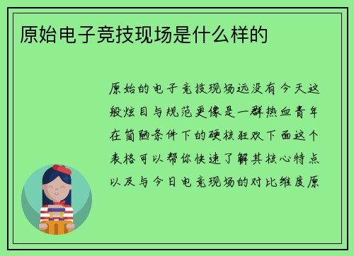 原始电子竞技现场是什么样的